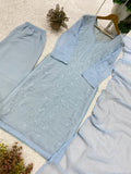 DESIGNER CHIKANKARI EMBROIDERED WORKED TOP PLAZZO WITH DUPATTA