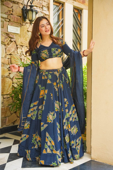 Premium Chinon Silk Embellished With Beautiful Digital Print Lehenga Choli