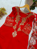 DESIGNER BEADS WORK ON NECK AND SEQUENCE EMBROIDERED WORKED TOP PLAZZO WITH DUPATTA