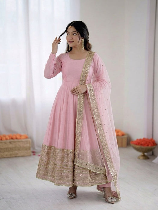Fully Stitched & Ready To Wear Roman silk with codding sequence work Salwar Kameez