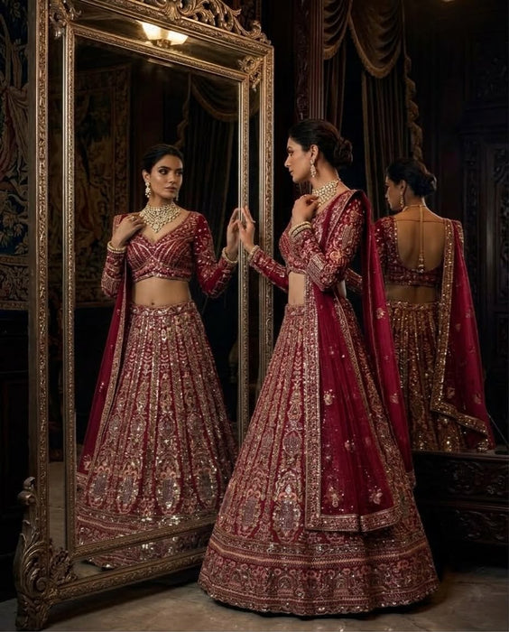 4 meter flared Butterfly Net Lehenga Choli Exceptional Quality with Can-Can and Canvas Layer