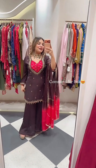 Fully Stitched & Ready to Wear French Crap With Real Mirror work Salwar Kameez