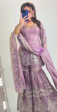 New Designer Party Wear Look Heavy Fandy Crush Material Top Sharara and Dupatta