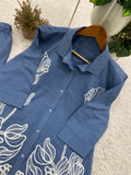 DESIGNER EMBROIDERED CORD SET IN COTTON DENIM