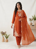 DESIGNER SEQUENCE EMBROIDERED WORKED TOP PANT WITH DUPATTA