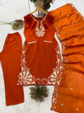 DESIGNER SEQUENCE EMBROIDERED WORKED TOP PANT WITH DUPATTA