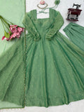 Salsa Silk with Soft Micro cotton Lining & Foil Work Beautiful Salwar Kameez