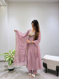 BEAUTIFUL HAND WORK OUTFIT SEQUENCE EMBROIDERED GOWN PANT WITH DUPATTA