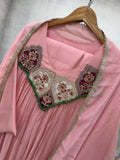 BEAUTIFUL HAND WORK OUTFIT SEQUENCE EMBROIDERED GOWN PANT WITH DUPATTA
