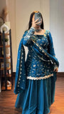 New Premium Quality With Embroidery Sequence Worked Top-Plazzo And Dupatta Set