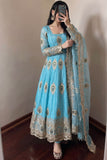 Heavy Fandy Silk with Embroidery Threads & Zari Sequins Work Salwar Kameez