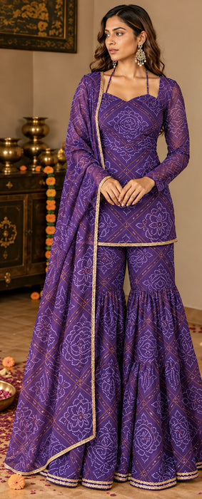 New Premium Quality With Printed BackSide Lupi with Dori Trending Top-Sharara and Dupatta Set