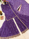 New Premium Quality With Printed BackSide Lupi with Dori Trending Top-Sharara and Dupatta Set