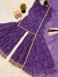 New Premium Quality With Printed BackSide Lupi with Dori Trending Top-Sharara and Dupatta Set