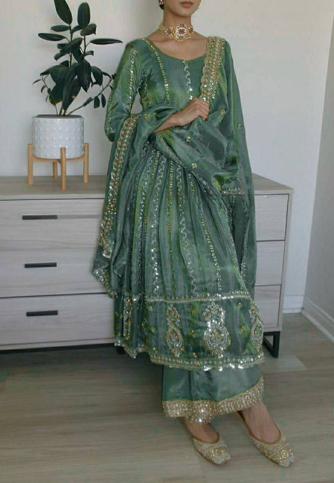 Natural crep With 5mm Sequence And Embroidery Work Anarkali Salwar Kameez