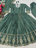 Natural crep With 5mm Sequence And Embroidery Work Anarkali Salwar Kameez