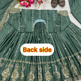 Natural crep With 5mm Sequence And Embroidery Work Anarkali Salwar Kameez