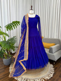 Faux Georgette with Comfortable Inner & Ruffle Style Beautiful Gown