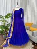Faux Georgette with Comfortable Inner & Ruffle Style Beautiful Gown