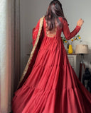 Faux Georgette with Comfortable Inner & Ruffle Style Beautiful Gown