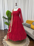 Faux Georgette with Comfortable Inner & Ruffle Style Beautiful Gown