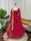 Faux Georgette with Comfortable Inner & Ruffle Style Beautiful Gown