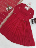 Faux Georgette with Comfortable Inner & Ruffle Style Beautiful Gown