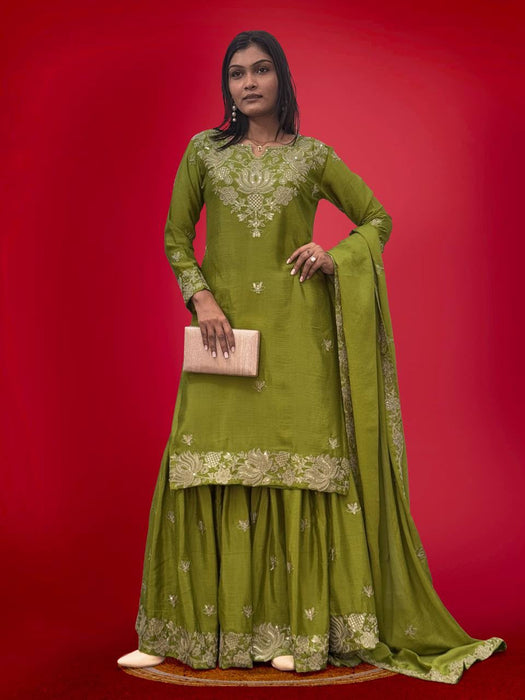 READY TO WEAR 3 PIECE FANCY KURTI WITH BEAUTIFUL SHARARA AND PRETTY DUPATTA