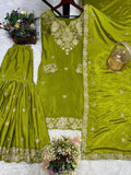 READY TO WEAR 3 PIECE FANCY KURTI WITH BEAUTIFUL SHARARA AND PRETTY DUPATTA