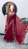 Faux Georgette with Intricate Thread With Sequence Detailing Beautiful Saree