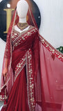 Faux Georgette with Intricate Thread With Sequence Detailing Beautiful Saree