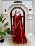 Faux Georgette with Intricate Thread With Sequence Detailing Beautiful Saree