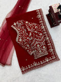 Faux Georgette with Intricate Thread With Sequence Detailing Beautiful Saree