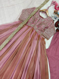 New Party Wear Look Pure Nc Moss Gown Dupatta & Bottom Set