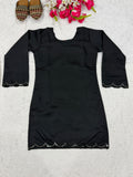 New Designer Heavy Roman Silk Party Wear Look Top With Farshi Salwar