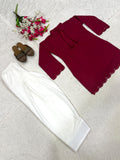 New Designer Heavy Roman Silk Party Wear Look Top With Farshi Salwar
