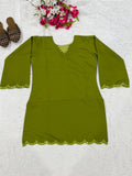 New Designer Heavy Roman Silk Party Wear Look Top With Farshi Salwar