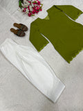 New Designer Heavy Roman Silk Party Wear Look Top With Farshi Salwar