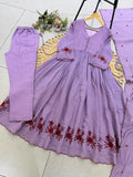 BEAUTIFUL EMBROIDERED WITH SEQUENCE PIPE WORKED GOWN PANT WITH DUPATTA