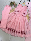 BEAUTIFUL EMBROIDERED WITH SEQUENCE PIPE WORKED GOWN PANT WITH DUPATTA