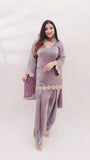 New Designer Party Wear Look Heavy Fandy Silk With Embroidery thread work top with farshi salwar
