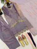 New Designer Party Wear Look Heavy Fandy Silk With Embroidery thread work top with farshi salwar