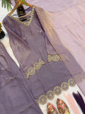 New Designer Party Wear Look Heavy Fandy Silk With Embroidery thread work top with farshi salwar