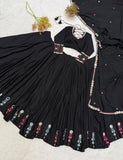 DESIGNER NAVARATRI RAYON LAHENGA CHOLI WITH EMBROIDERED WORK