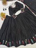 DESIGNER NAVARATRI RAYON LAHENGA CHOLI WITH EMBROIDERED WORK
