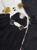 DESIGNER NAVARATRI RAYON LAHENGA CHOLI WITH EMBROIDERED WORK