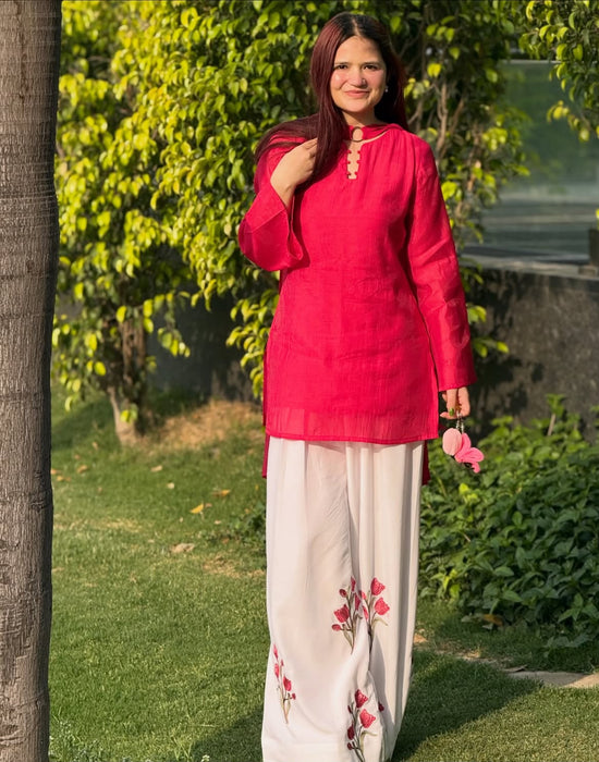 New Designer Party Wear Look Mal Chandar Cotton Fancy Border top with Plazo Pant