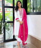 Heavy Pure Chinnon With Real Mirror And Moti Work Beautiful Salwar Kameez