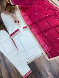 Heavy Pure Chinnon With Real Mirror And Moti Work Beautiful Salwar Kameez