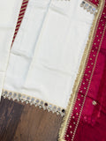 Heavy Pure Chinnon With Real Mirror And Moti Work Beautiful Salwar Kameez